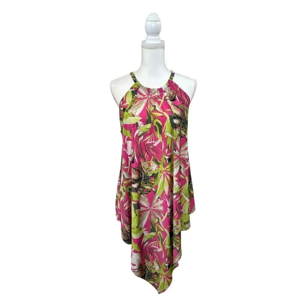 Cato Floral Tropical Asymmetrical Pullover Coverup Dress Colorful Womens Size XL
